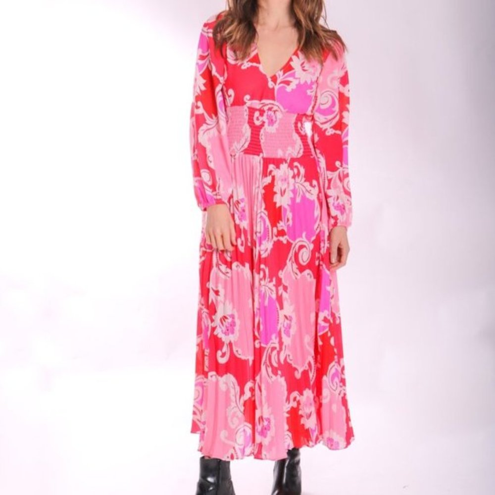 Traffic People Paisley Printed Aurora Midi Dress. Paisley. Damask. Medium/Large.